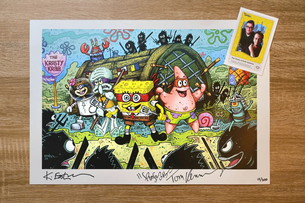 SpongeBob x TMNT Fan Art Poster – Signed by Kevin Eastman & Tom Kenny (Limited to 300)